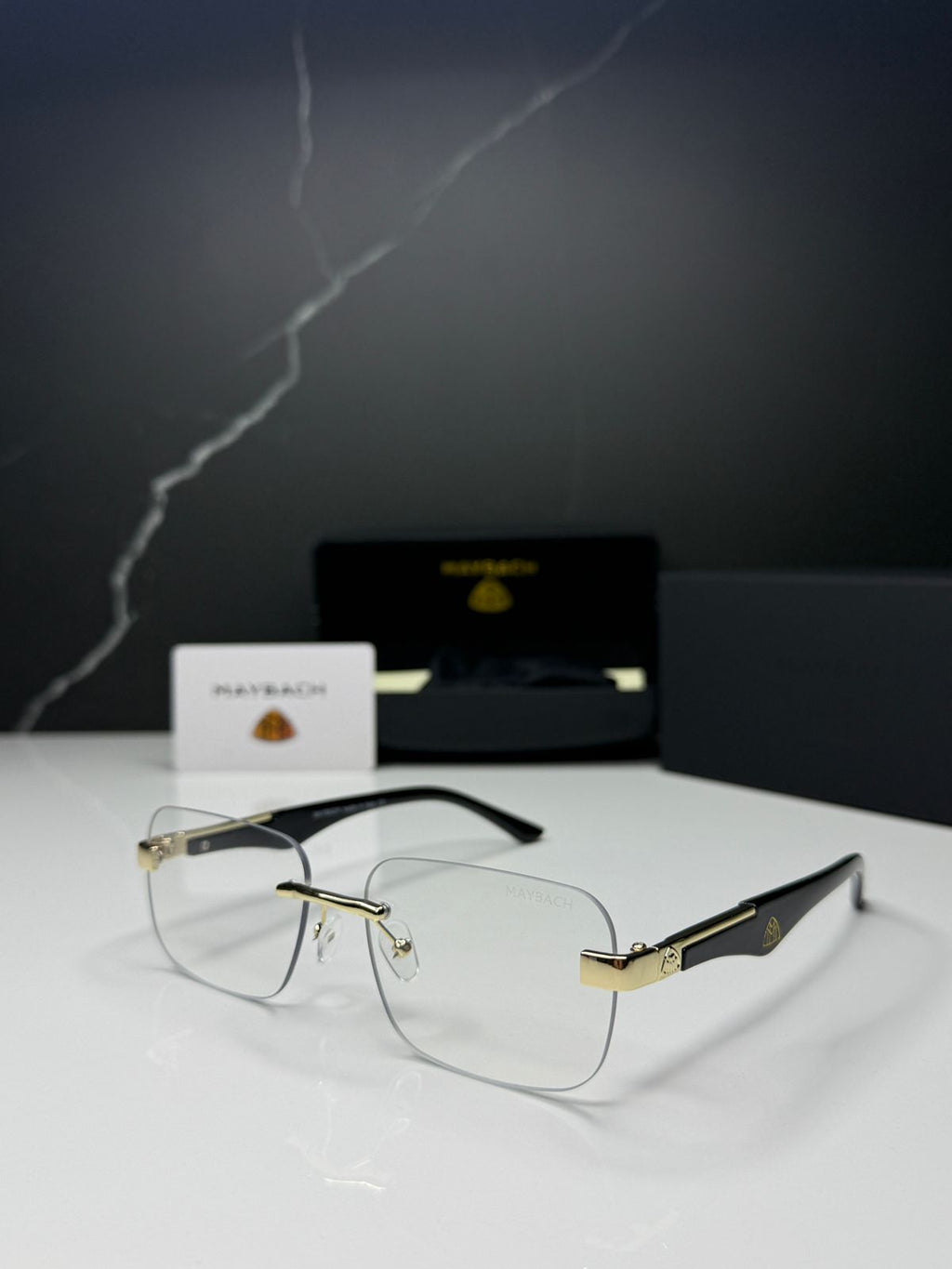 Maybach Transparent Rimless Rectangular Eyewear - Men