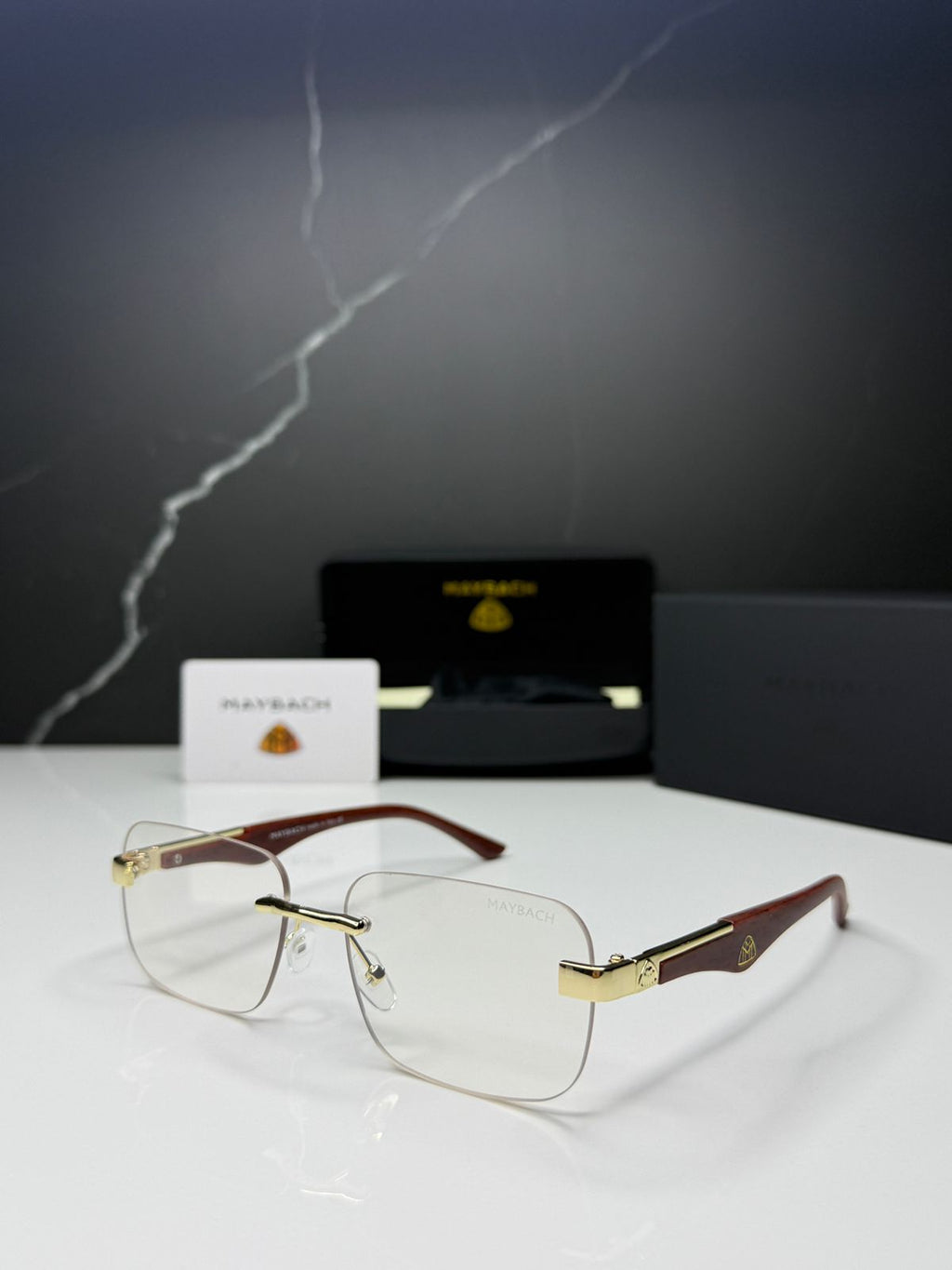 Maybach Transparent Rimless Rectangular Eyewear - Men