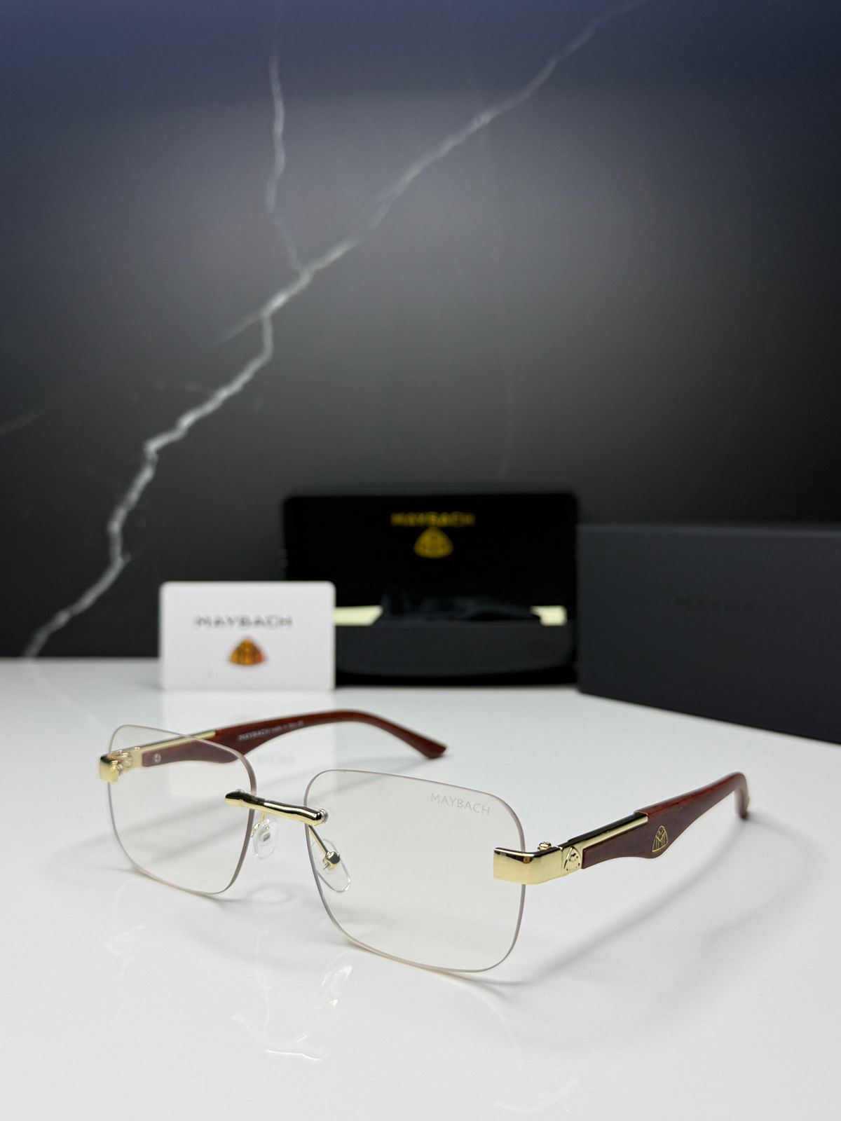 Maybach Transparent Rimless Rectangular Eyewear - Men