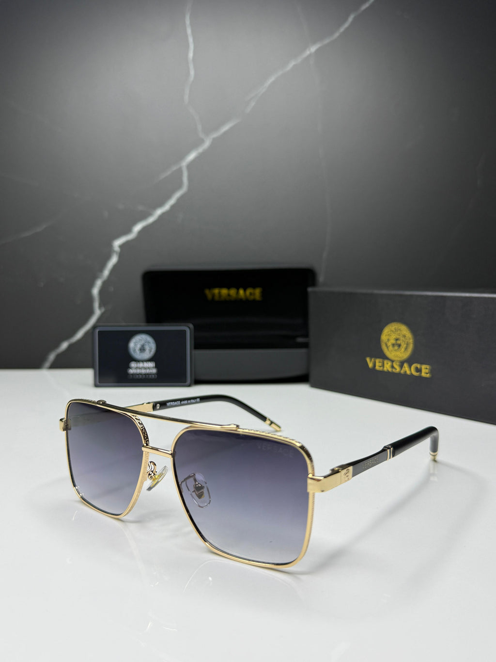 Versace VE2262 Square Pilot Sunglasses - Men