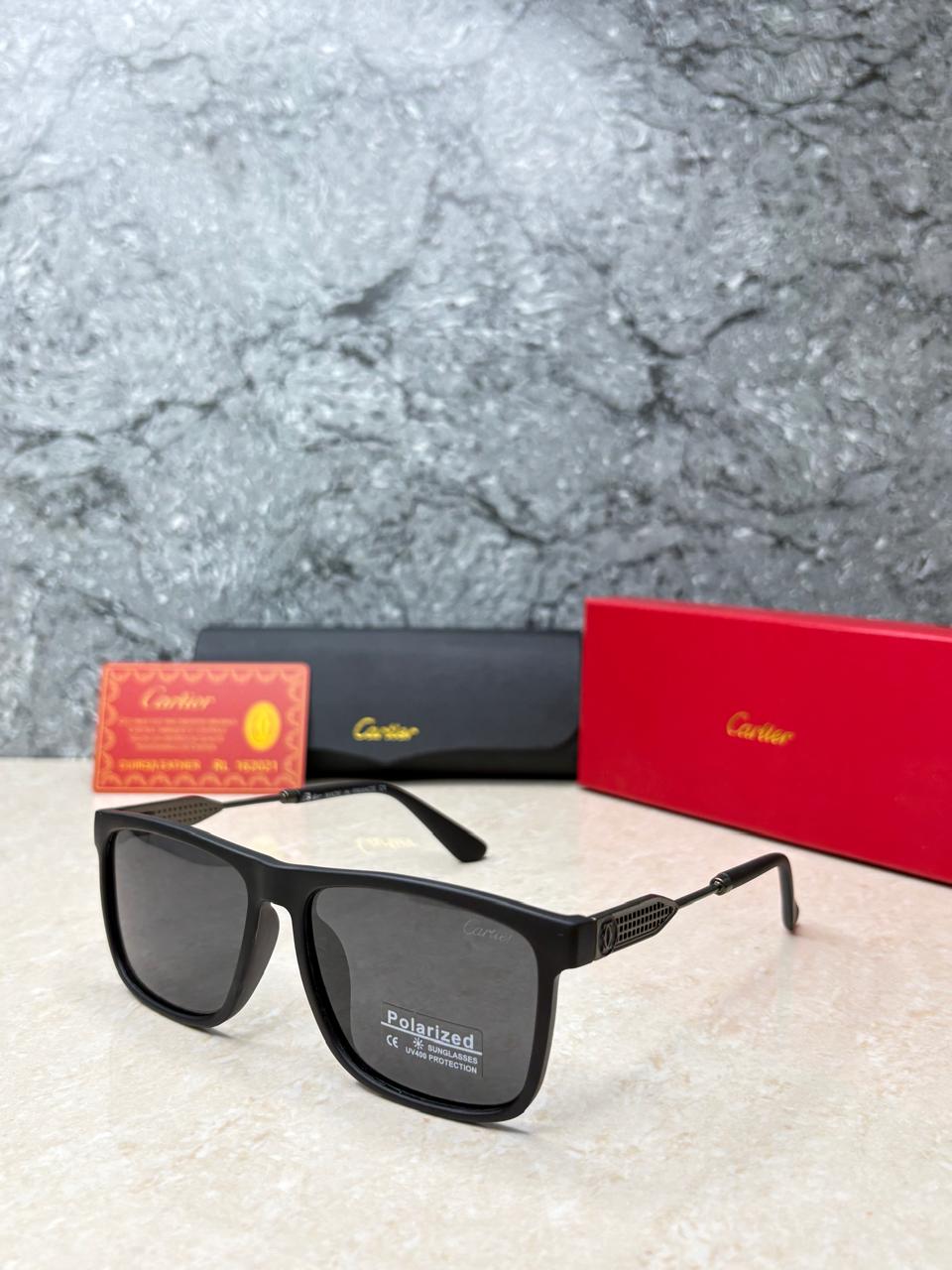 Cartier Polarized Square Sunglasses - Matte Black