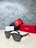 Prada Polarized Half-Frame Sunglasses - Black Clear