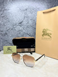 Burberry Navigator Check Temple Sunglasses