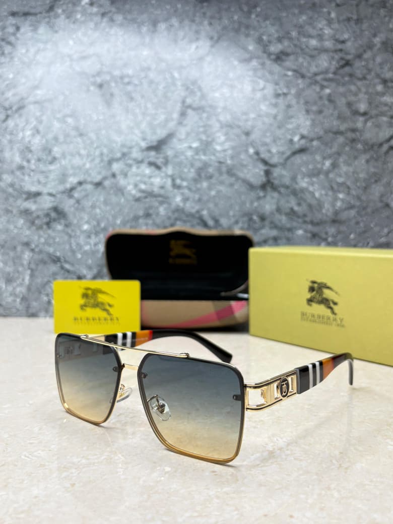 Burberry Oversized Square Check Temple Sunglasses