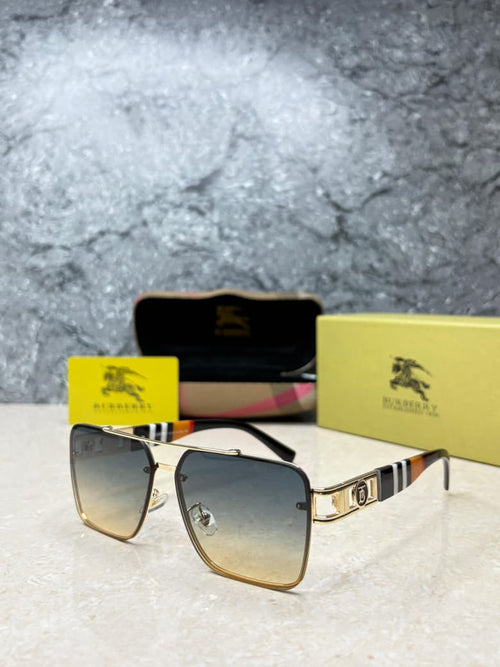 Burberry Oversized Square Check Temple Sunglasses