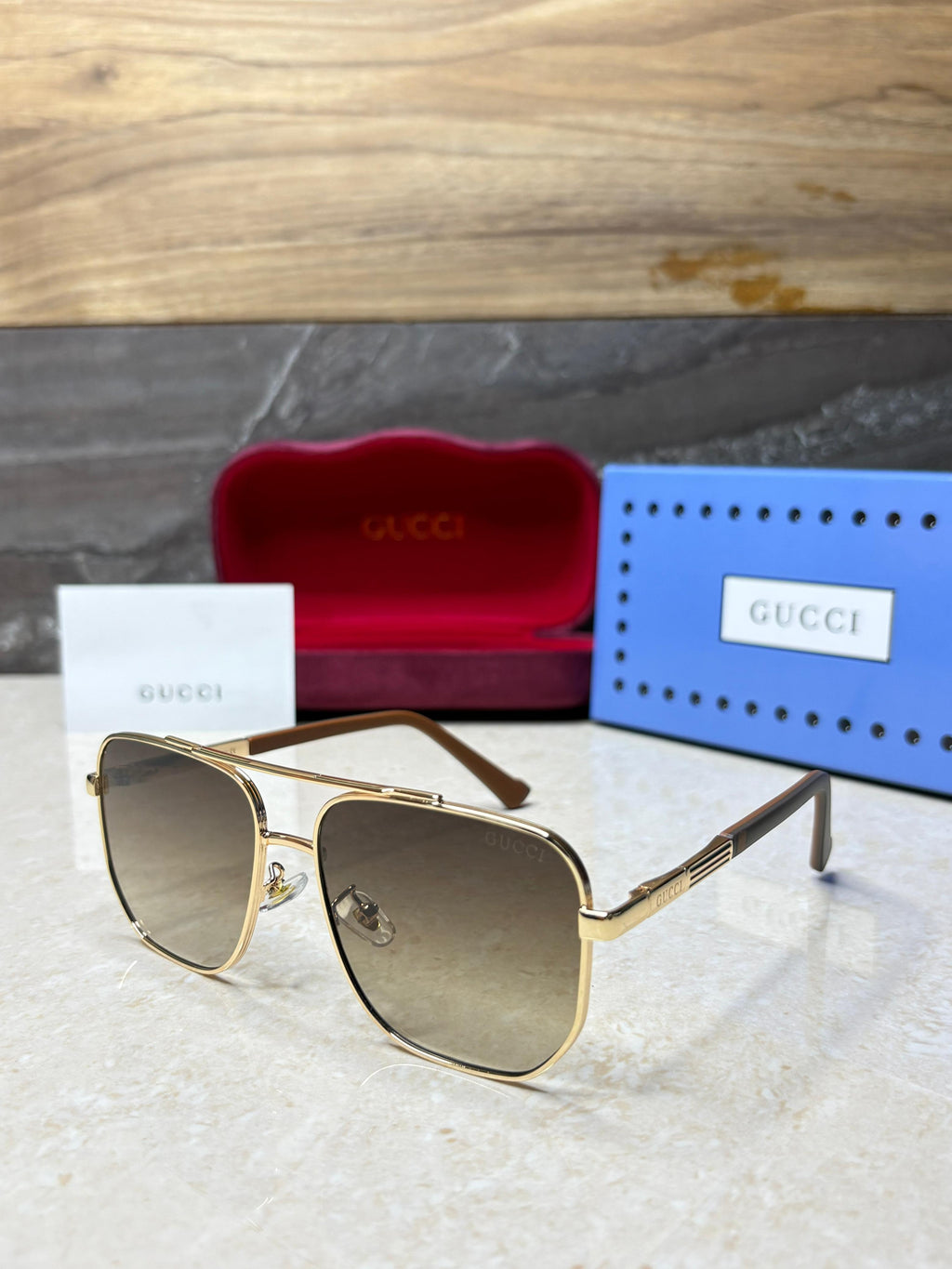 Gucci GG0528S Square Pilot Sunglasses - Men