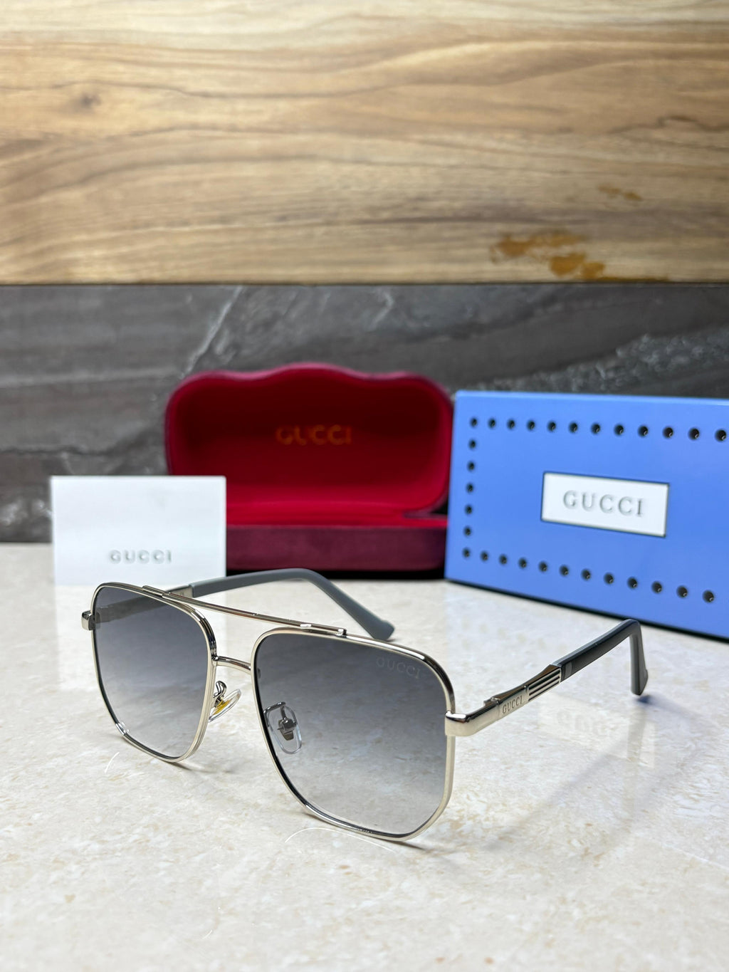 Gucci GG0528S Square Pilot Sunglasses - Men