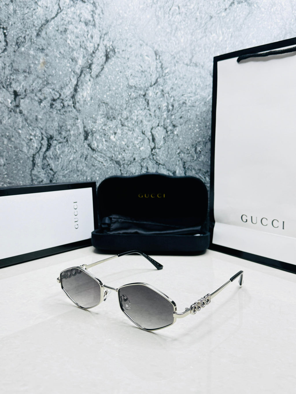 Gucci Geometric Metal Sunglasses - Women