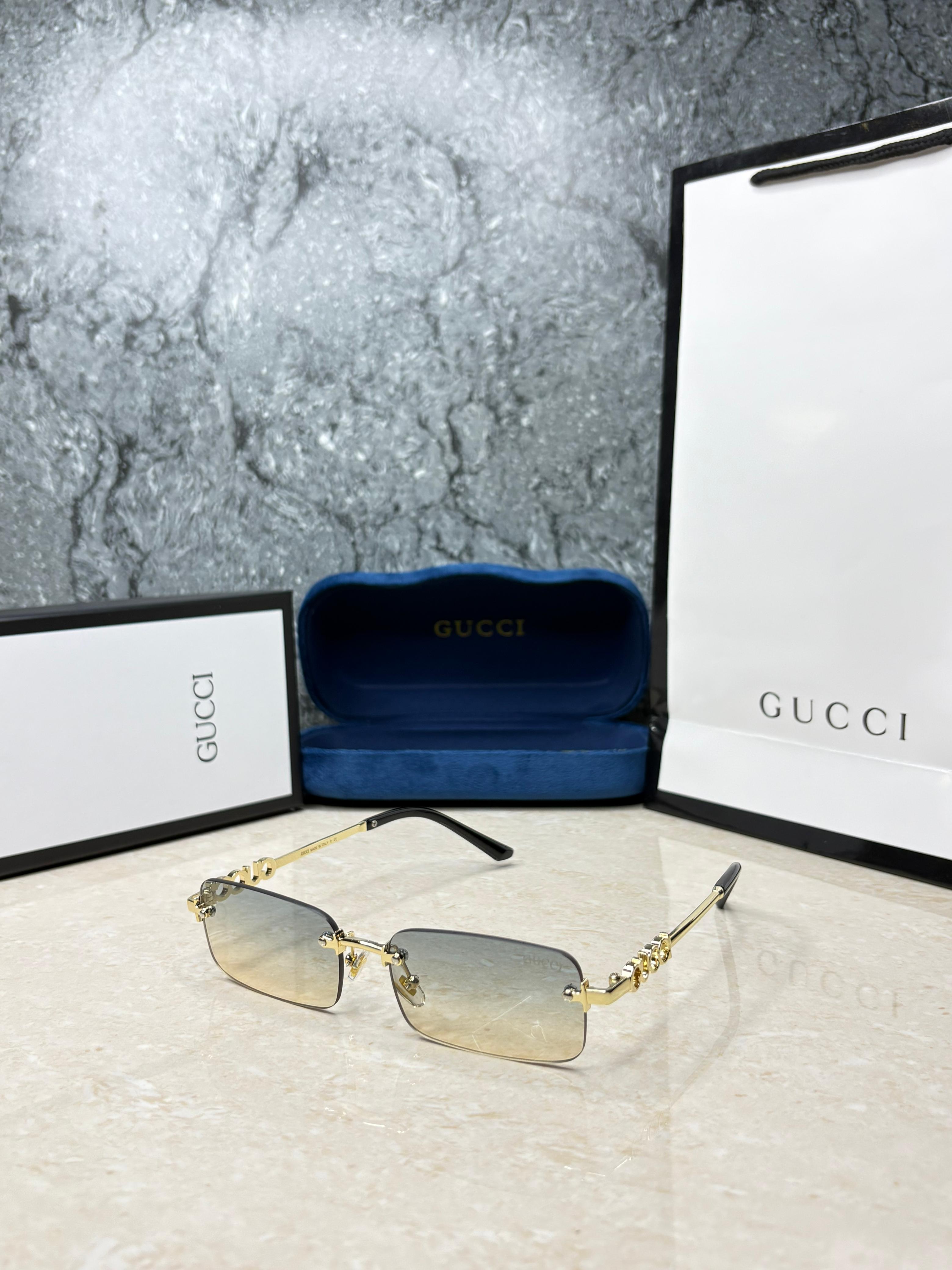 Gucci GG Rimless Rectangle Sunglasses - Unisex
