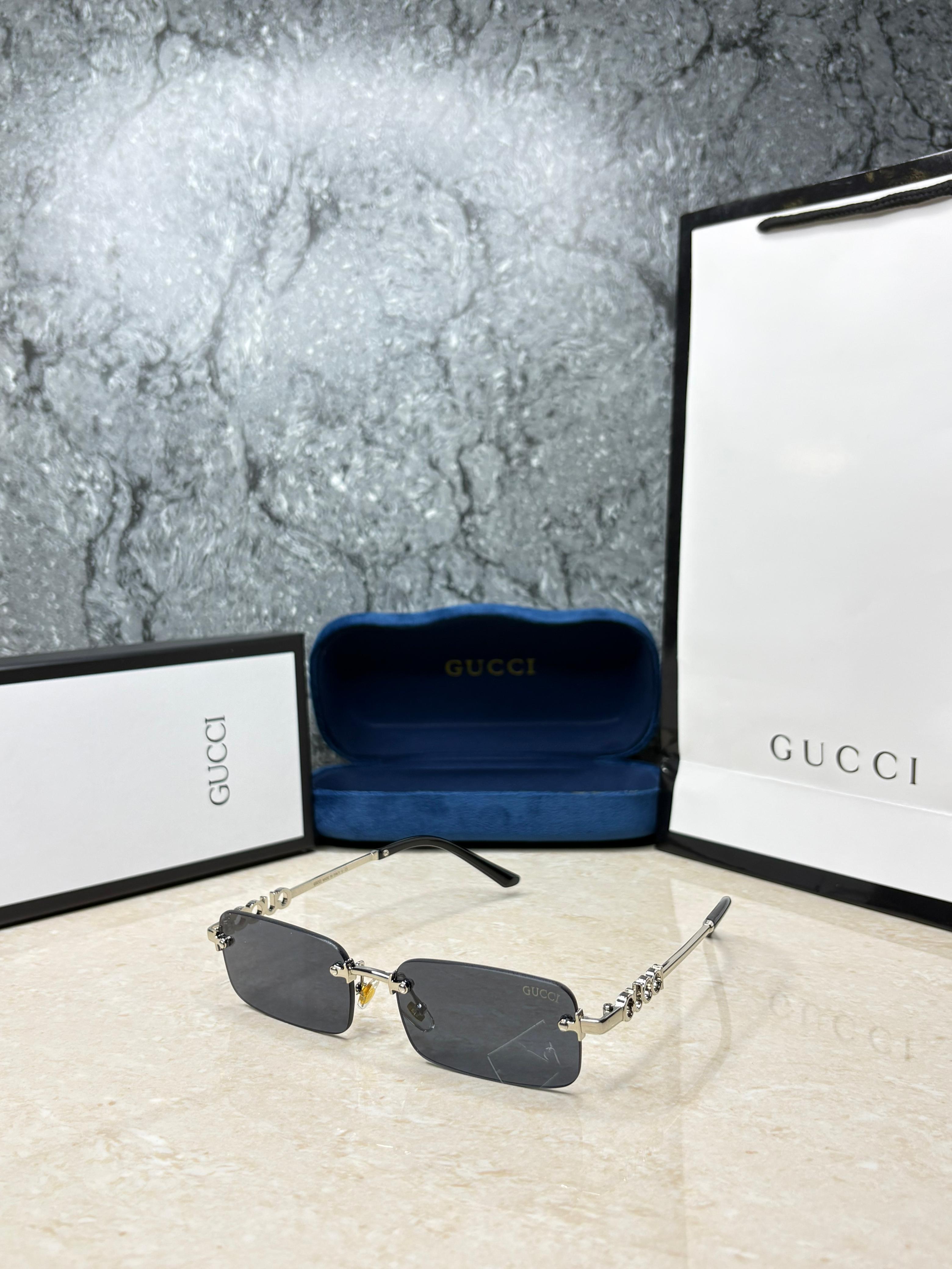Gucci GG Rimless Rectangle Sunglasses - Unisex