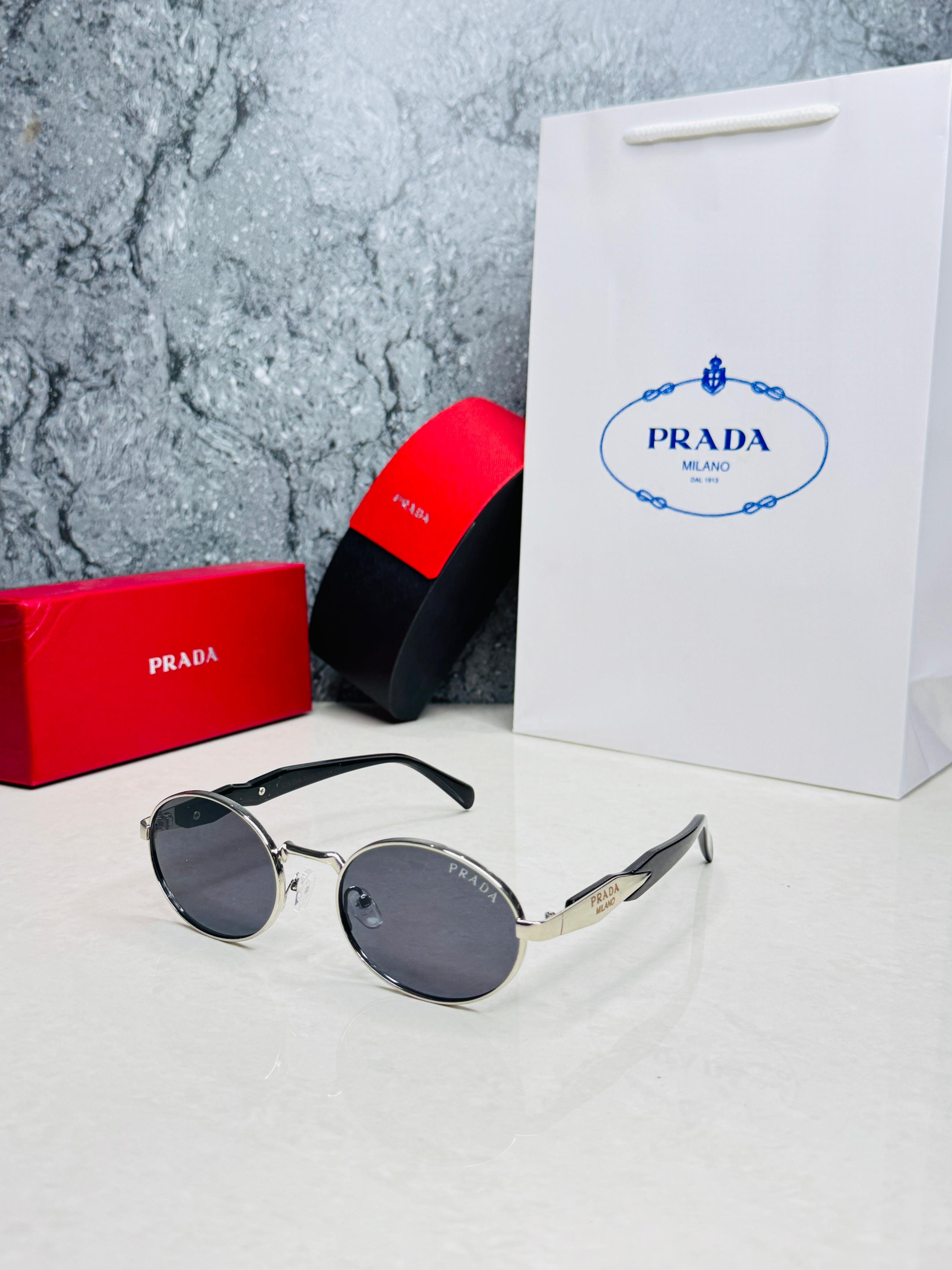 Prada Milano Oval Metal Sunglasses - Unisex