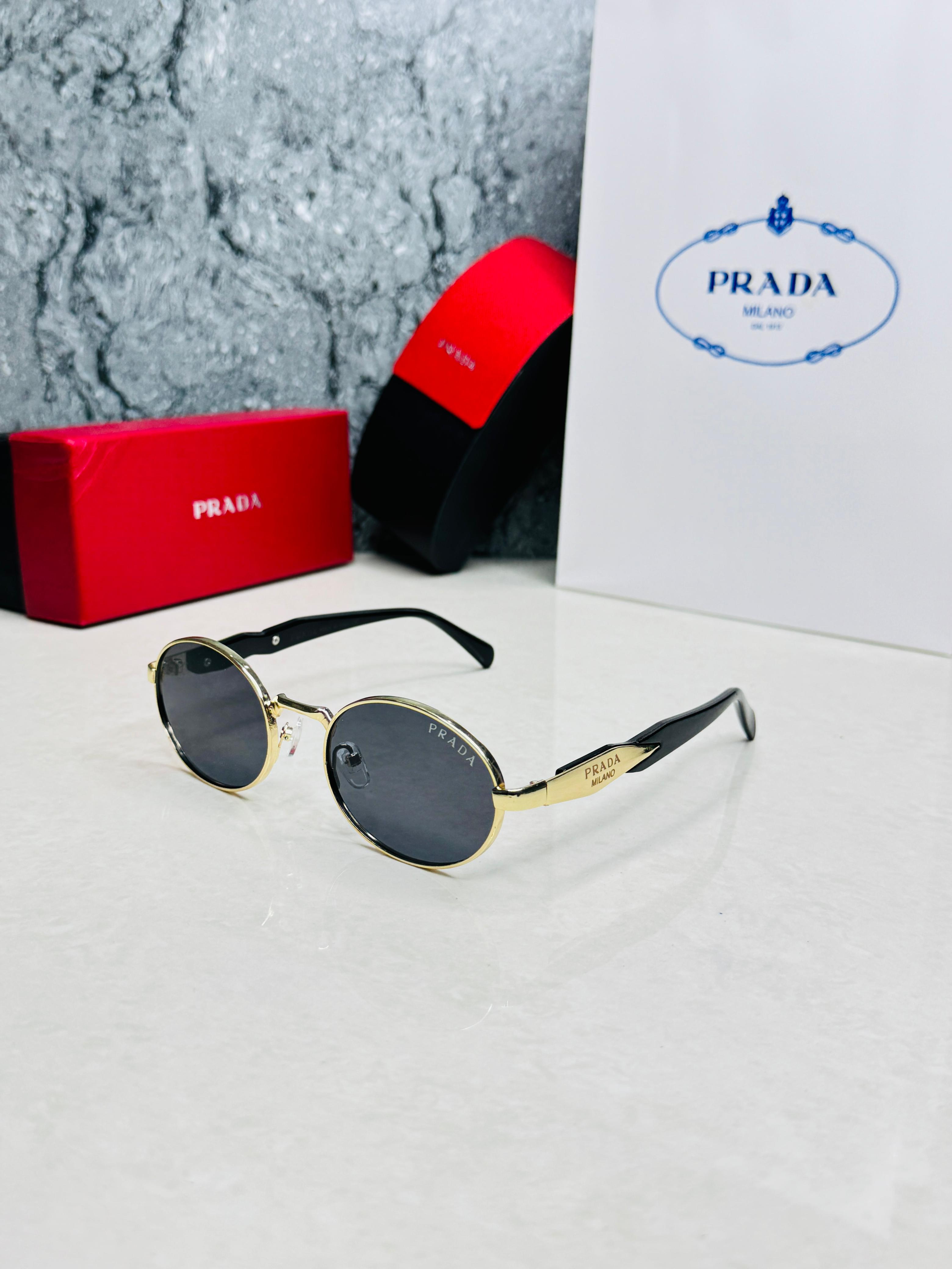 Prada Milano Oval Metal Sunglasses - Unisex