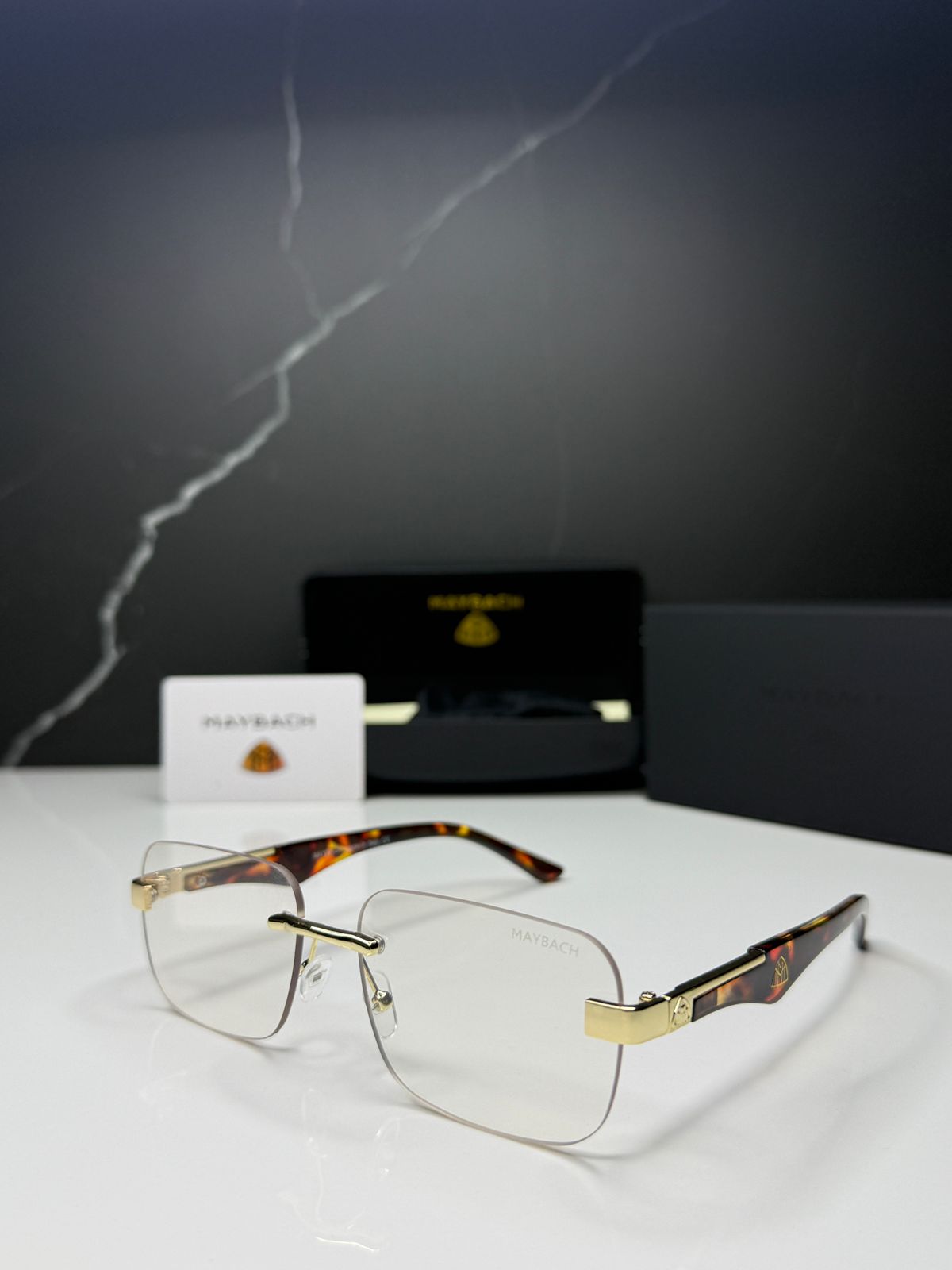 Maybach Transparent Rimless Rectangular Eyewear - Men